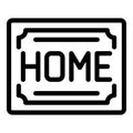 Cozy home doormat icon outline vector. Warm homecoming welcome rug