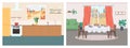 Cozy home flat color vector illustration set Royalty Free Stock Photo