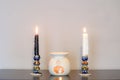 Cozy home interior decor, burning candles. Royalty Free Stock Photo