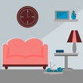 Cozy home interior of living room. Vector illustration in flat style. Template for design of interior design in trendy colors Royalty Free Stock Photo