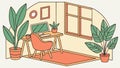 Cozy Home Office with Greenery, Remote Work and Productivity Space, vector design Generative AI Royalty Free Stock Photo