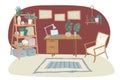 Cozy home office interior in scandinavian style. Vector illustration