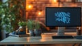 Cozy Home Office Workspace With Computer And Plants Royalty Free Stock Photo