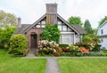 Cozy house with a beautiful garden on a sunny day