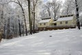 Cozy House on Snow Covered Hill Royalty Free Stock Photo