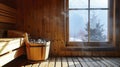 Cozy Interior of a Sauna, Brightened by a Welcoming Window