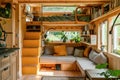 Cozy interior shots showcasing multifunctional furniture in tiny homes