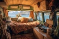Cozy interior in the trailer of mobile home. Generative AI Royalty Free Stock Photo