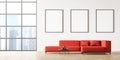 Cozy interior of waiting room with three posters Royalty Free Stock Photo