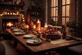 Cozy and intimate Christmas dinner settings with
