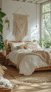 Cozy and inviting bedroom with natural light and bohemian decor in a peaceful setting