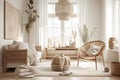 Scandinavian Living Room with Trendy Home Accessories (AI Generated) Royalty Free Stock Photo