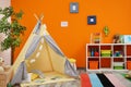 Cozy kids room interior with play tent Royalty Free Stock Photo