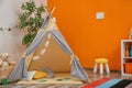 Cozy kids room interior with play tent Royalty Free Stock Photo