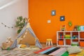 Cozy kids room interior with play tent Royalty Free Stock Photo