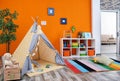 Cozy kids room interior with play tent Royalty Free Stock Photo