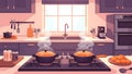 Cozy Kitchen Illustration Cooking, Home Interior, Vector Art Royalty Free Stock Photo