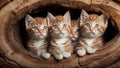 Cozy Kittens: Nestled in the Hollow of a Tree Trunk