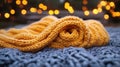 Cozy Knitted Blanket, Warmth and Comfort Royalty Free Stock Photo