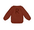 Cozy knitted sweater from Harry Potter. Brown sweater with the letter R