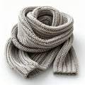 Cozy Knitted Wool Scarf Warm Gray Texture on White Background Royalty Free Stock Photo