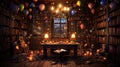 A cozy library with \'Bookish Birthday Wishes\'