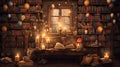 A cozy library with \'Bookish Birthday Wishes\'