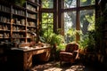 Cozy Library Haven: A Serene Retreat for Book Lovers Royalty Free Stock Photo