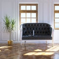 Cozy Light Interior Design With Vintage Leather Sofa