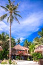 Cozy little hotel on a tropical exotic resort at Royalty Free Stock Photo