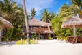 Cozy little hotel on a tropical exotic resort at Royalty Free Stock Photo