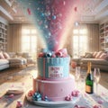 Gender reveal party boy or girl? Erupts to life in a living room