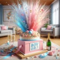 Gender reveal party boy or girl? Erupts to life in a living room