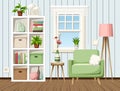 Cozy living room interior. Cartoon vector illustration Royalty Free Stock Photo