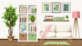 Cozy living room interior. Vector illustration Royalty Free Stock Photo