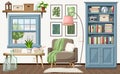 Cozy living room interior. Vector illustration Royalty Free Stock Photo