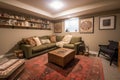 cozy living room with plush carpet and throw pillows, perfect for curling up and reading a good book