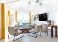 Cozy living room with seaside view