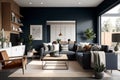 Welcoming Living Room: Luxurious Couch, Refined Table & Vibrant Color Palette