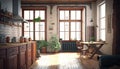 Cozy Loft with AI Generative Wallpaper, AI Generative