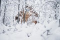 A cozy cabin in a winter wonderland Royalty Free Stock Photo