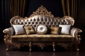 Cozy luxury couch in classical style over studio background