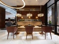 Cozy luxury interior of restaurant, Comfortable modern dining pl Royalty Free Stock Photo