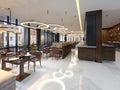 Cozy luxury interior of restaurant, Comfortable modern dining pl
