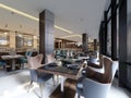 Cozy luxury interior of restaurant, Comfortable modern dining place, contemporary design background