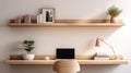 Cozy Minimalist Home Office with Light Oak Desk