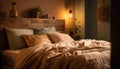 Cozy modern hotel suite with luxurious bedding generated by AI Royalty Free Stock Photo