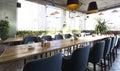 Cozy modern interior of restaurant with empty tables Royalty Free Stock Photo