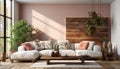 Cozy modern living room with comfortable sofa and elegant decor generated by AI Royalty Free Stock Photo