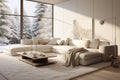 Cozy modern luxury interior design of the living room with a white sofa Royalty Free Stock Photo